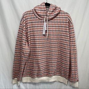 Topman Checkered Ecru and Orange Hoodie size Large